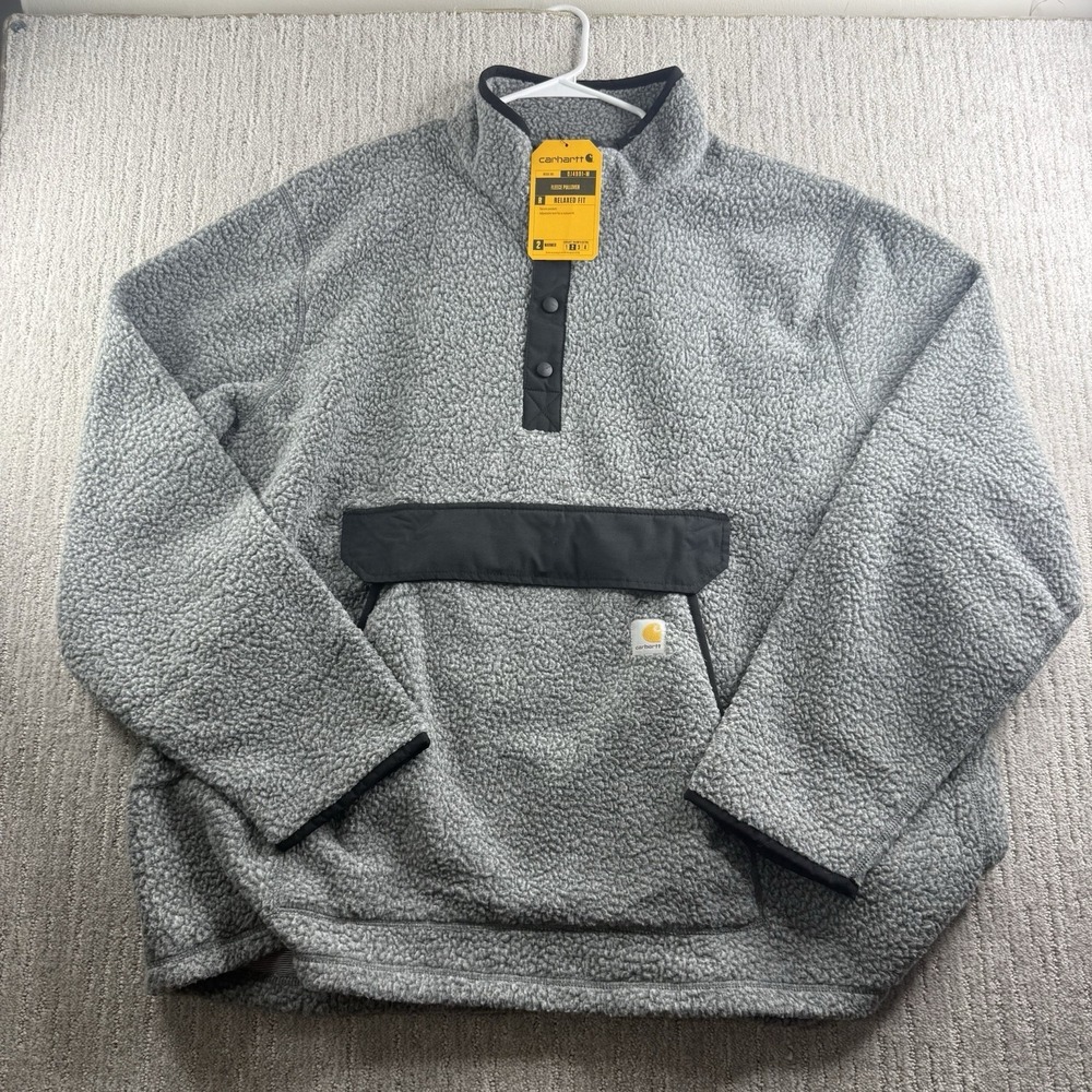 Carhartt Fleece Pullover Snap Relaxed Fit Men's Size 3XLT Grey